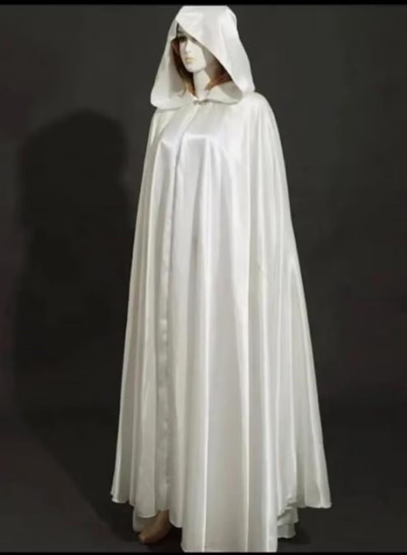 Women's full-length satin wedding abaya with hood - Image 3